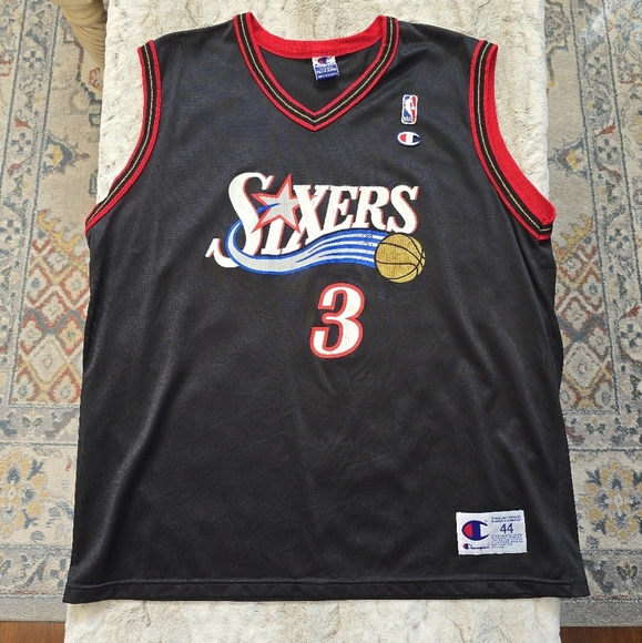 Vintage Champion Allen Iverson #3 Philadelphia 76ers Sixers Jersey Large 44 - Picture 1 of 7